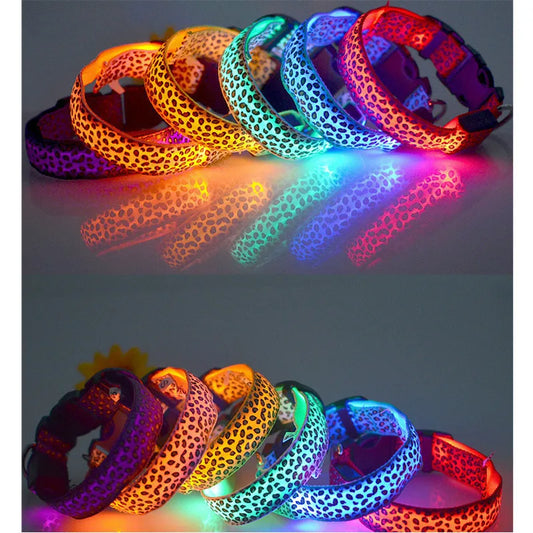 Leopard Glow: LED Luminous Pet Collar for Night Safety