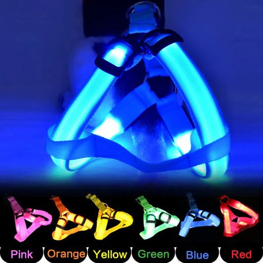 Adjustable LED Dog Harness: Night Safety and Glow