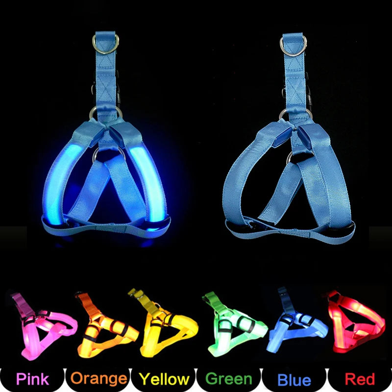 Adjustable LED Dog Harness: Night Safety and Glow